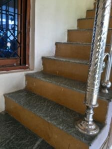 Washing or cleaning terrace and stairs